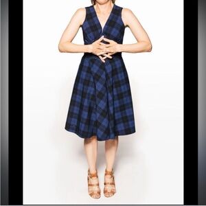 Retrolicious Blue Plaid Swing Dress size Medium